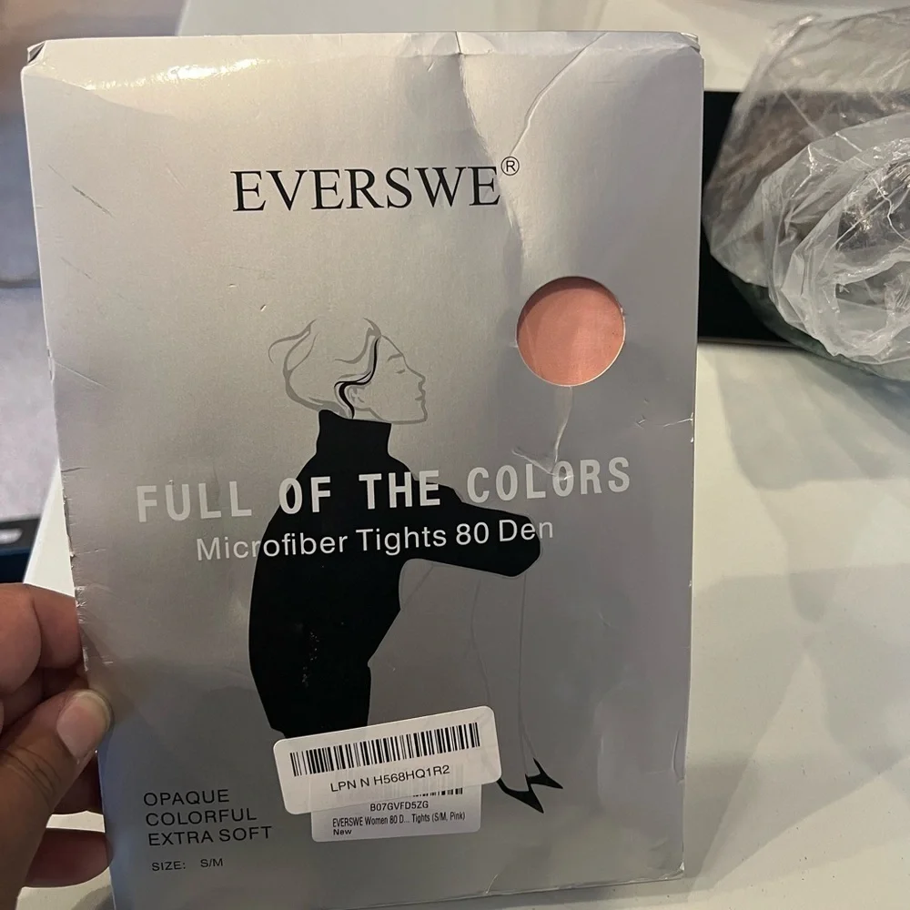 Everswe Women’s 80 Den Soft Opaque Microfiber Tights – Pink S/M NWT